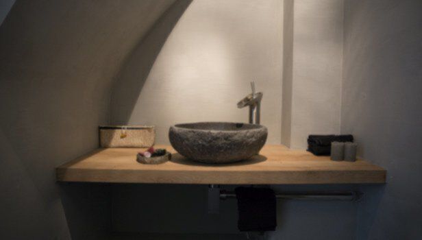Houten wastafelblad meerdere houtsoorten en kleuren