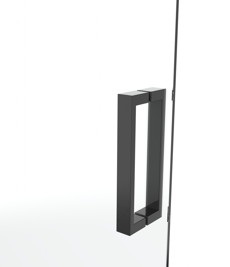 Van Rijn Products ST02LP150ZW douchecabine hoekinstap 90cm deur 80cm zijwand zwart - Hover