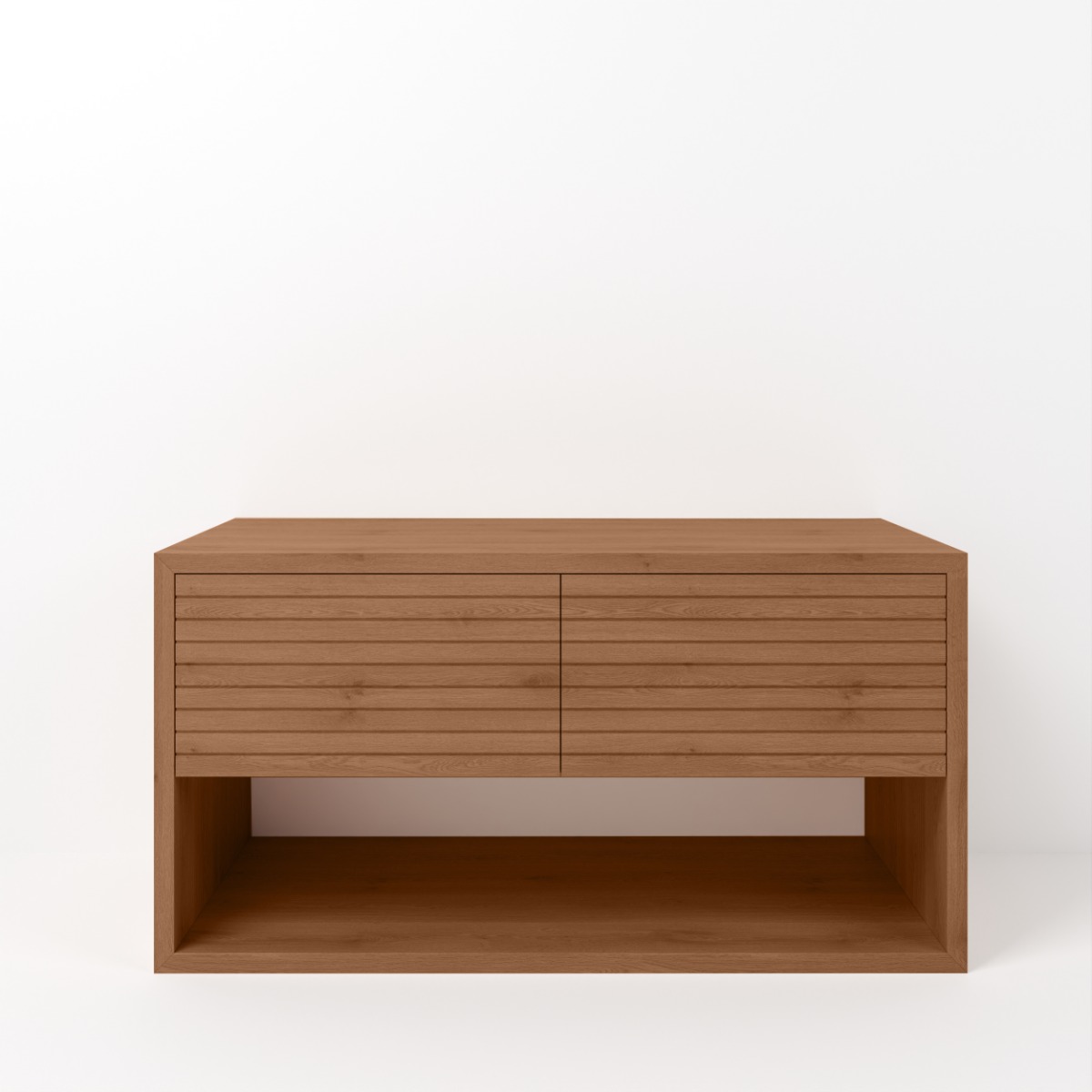 Eiken badmeubel met latten fronten horizontaal - Hover