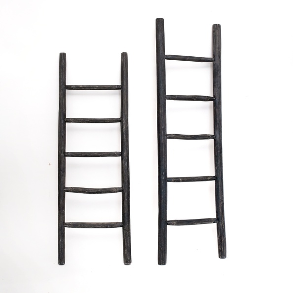 Houten decoratie ladder | Rustiek Zwart  | 50x5x175 - TK-DL-50-5-175-ZWART-TEAK - Hover