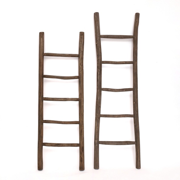 Teakhouten decoratie ladder | Rustiek Bruin | 50x5x175 - TK-DL-50-5-175-RUSTIC-BROWN - Hover