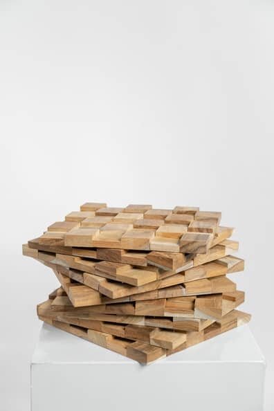 Teak plakhout -Block Naturel | Wandpaneel 30x30x2 - Hover