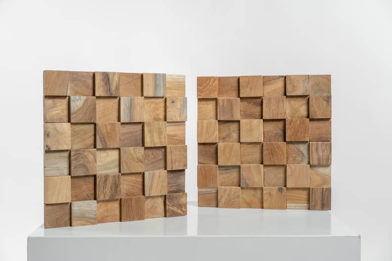 Teak plakhout | Blocks Naturel | 30x30x2 - DEV-WC-BN - Hover