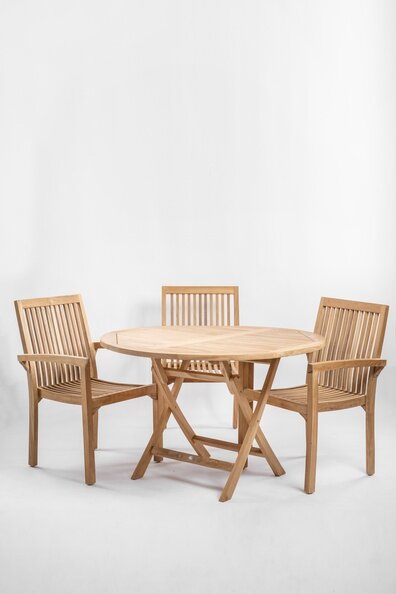 Teak Houten Klaptafel | Rond -Ø 120 cm | Tuintafel Inklapbaar - Hover