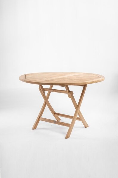 Ronde teakhouten klaptafel van massief teak, inklapbare tuintafel met diameter van 120 cm - view 4