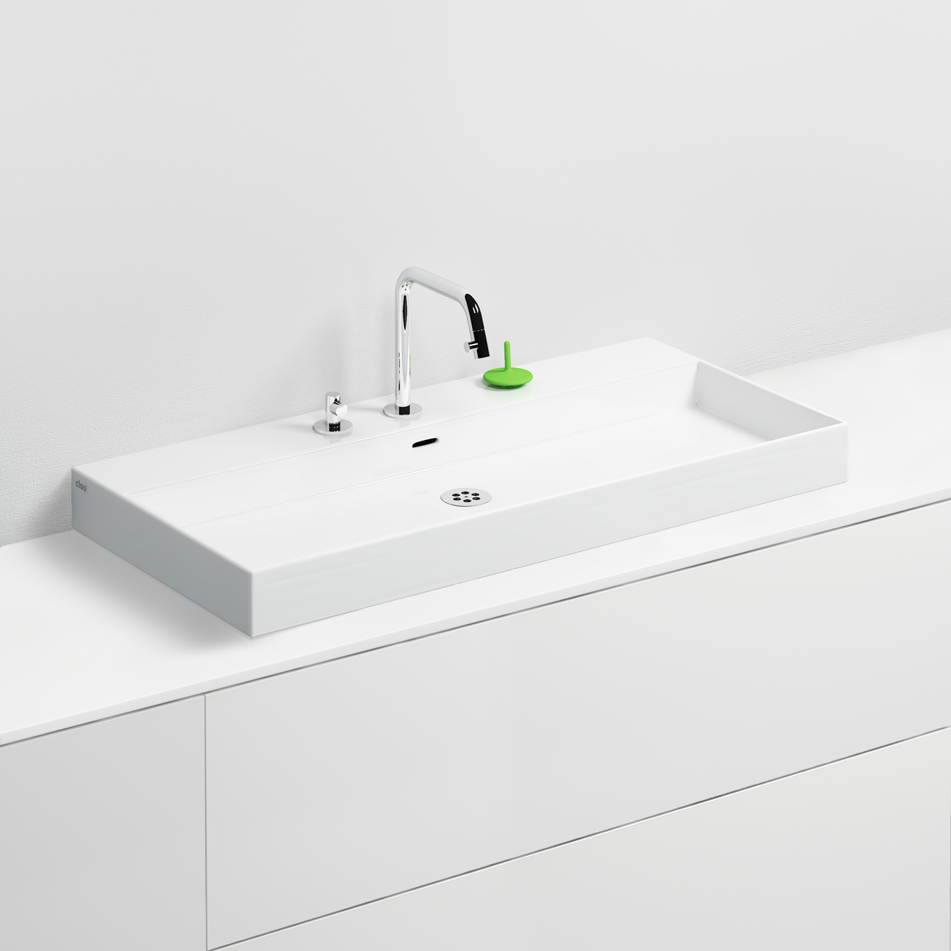New Wash Me wastafel 90cm, zonder plug, wit keramiek - alternate view