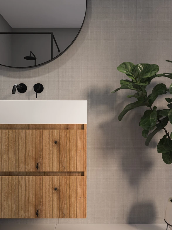 Wastafel porselein Elegant dubbel | Onderkast 2 laden symmetrisch verticaal gefreesd | 120x46x52 - Hover