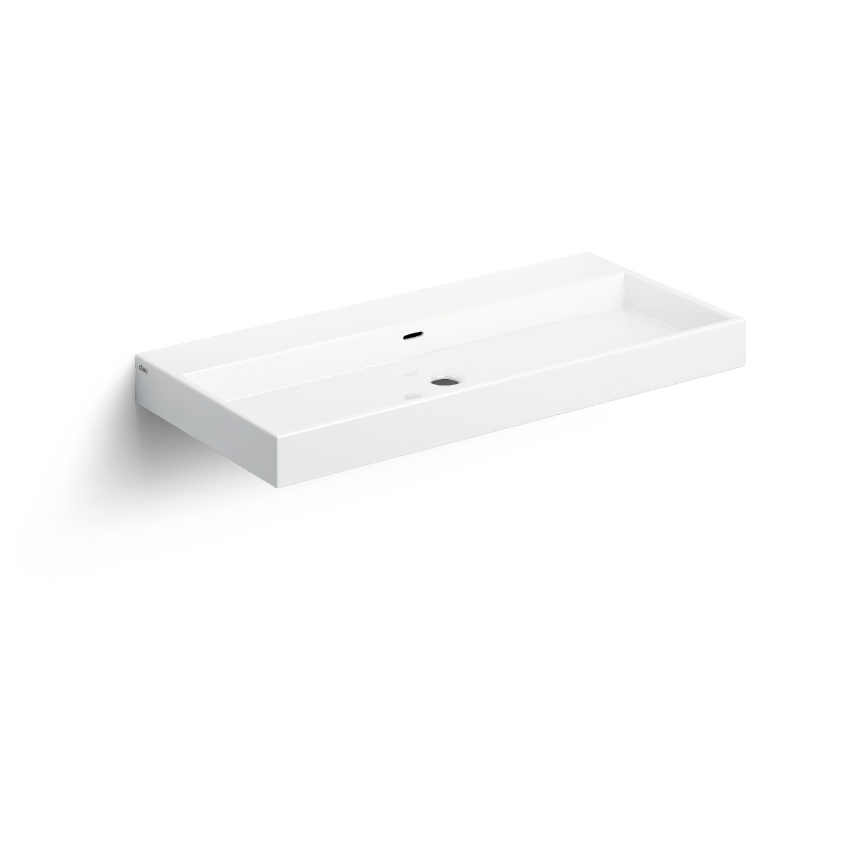 Clou - Wash Me Wastafel 90cm, Zonder Plug, Glanzend Wit Keramiek - Hover