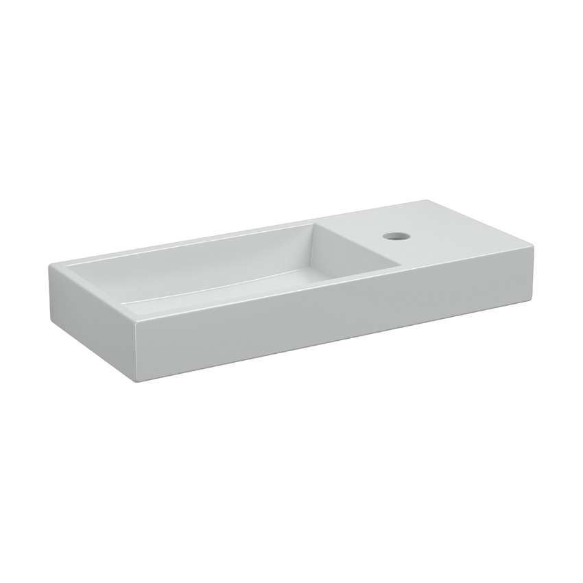 Clou - Mini Wash Me Plus Fontein 56cm, Met Kraangat Rechts, Glanzend Wit Keramiek - Hover