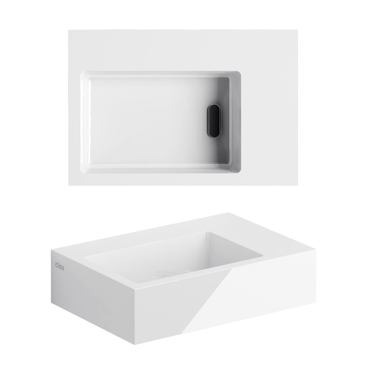 Clou - Flush 2 Fontein 36cm, Met Voorbewerkt Kraangat, Met Afvoerplug, Glanzend Wit Mineral Marmer - Hover