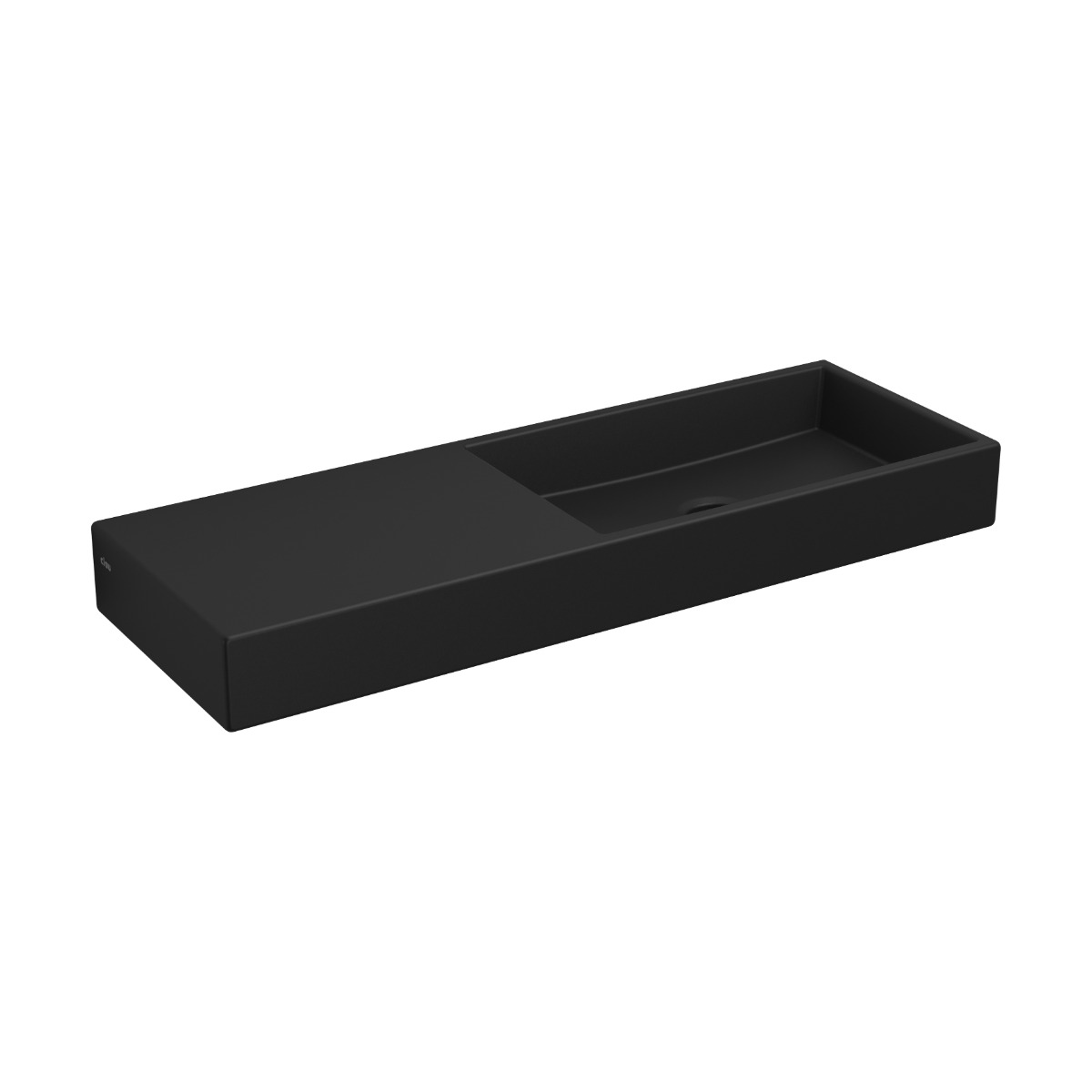 Clou - Mini Wash Me Fontein 56cm, Zonder Kraangat Met Kranenbank Links, Mat Zwart Keramiek - Hover