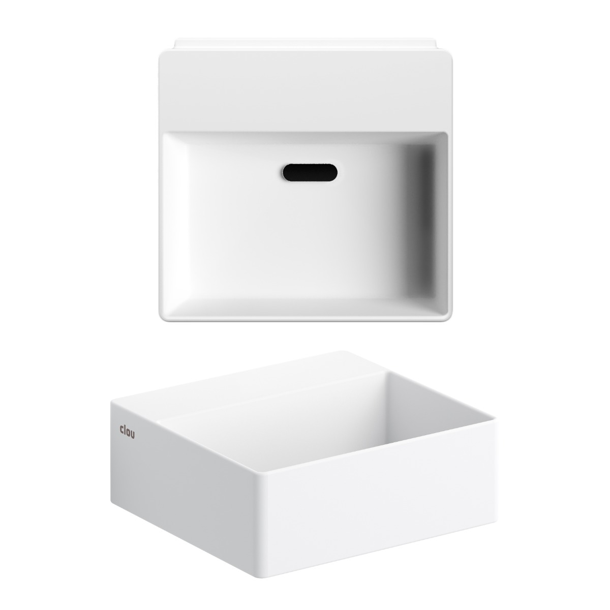 Clou - New Flush 1 Fontein, Met Afvoerplug, Met Voorbewerkt Kraangat, Mat Wit Aluite - Hover