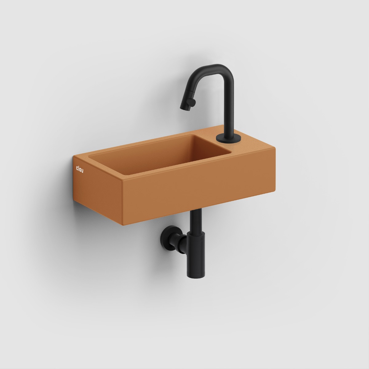 Clou - Flush 3 Fontein Rechts 36cm, Met Kraangat, Met Afvoerplug, Mat Italiaans Zand Keramiek - Hover