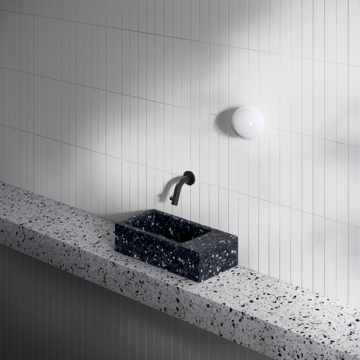 Clou - Ecorazzo Flush 3 Fontein 36cm, Rechts, Gerecycleerd, Heelal Zwart Pe - Hover