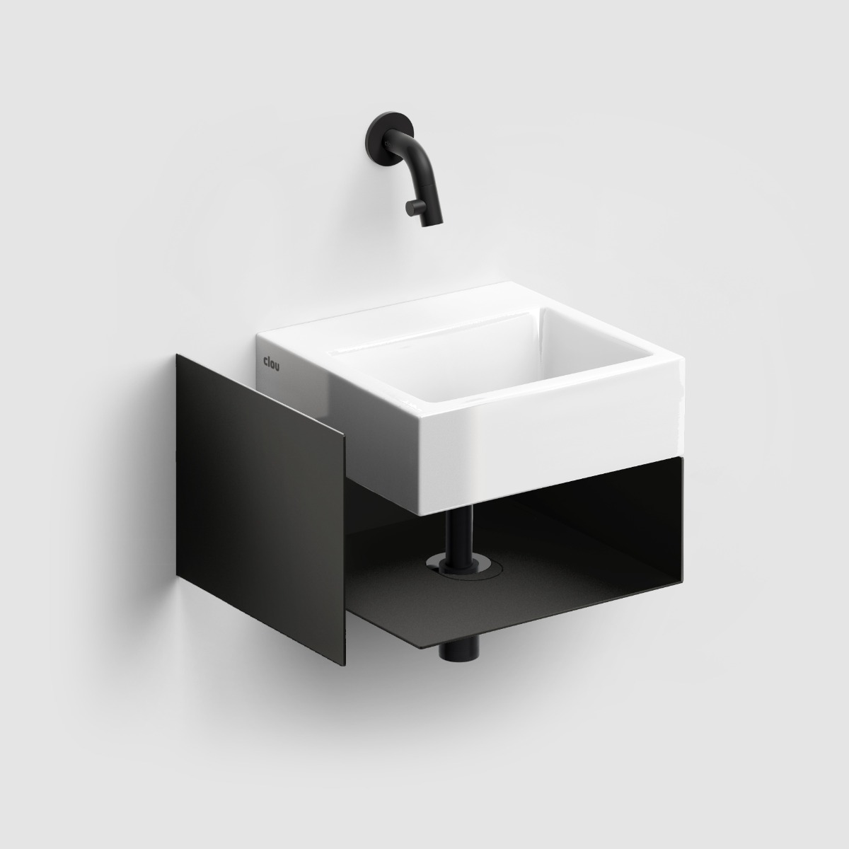 Clou - Flush Open Kast Met Handdoekhouder T.b.v. 1 En Inbe 1, Rechts, Zwart Gepoedercoat Rvs - Hover