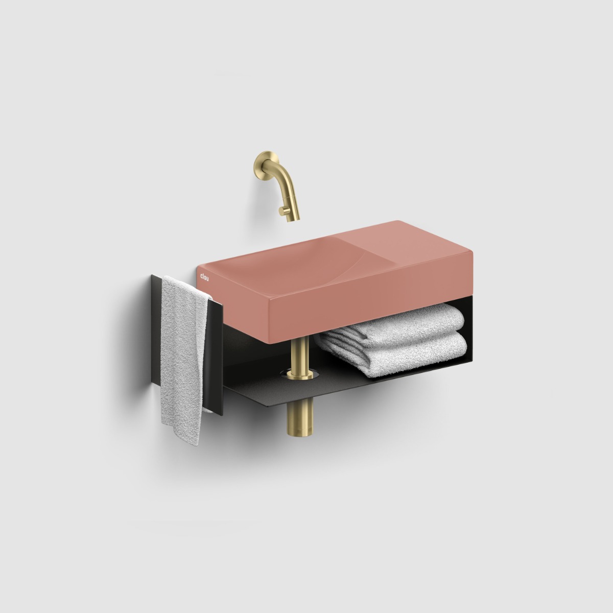 Clou - Vale Open Kast Met Handdoekhouder T.b.v. 38 Cm Rechts, Zwart Gepoedercoat Rvs - Hover