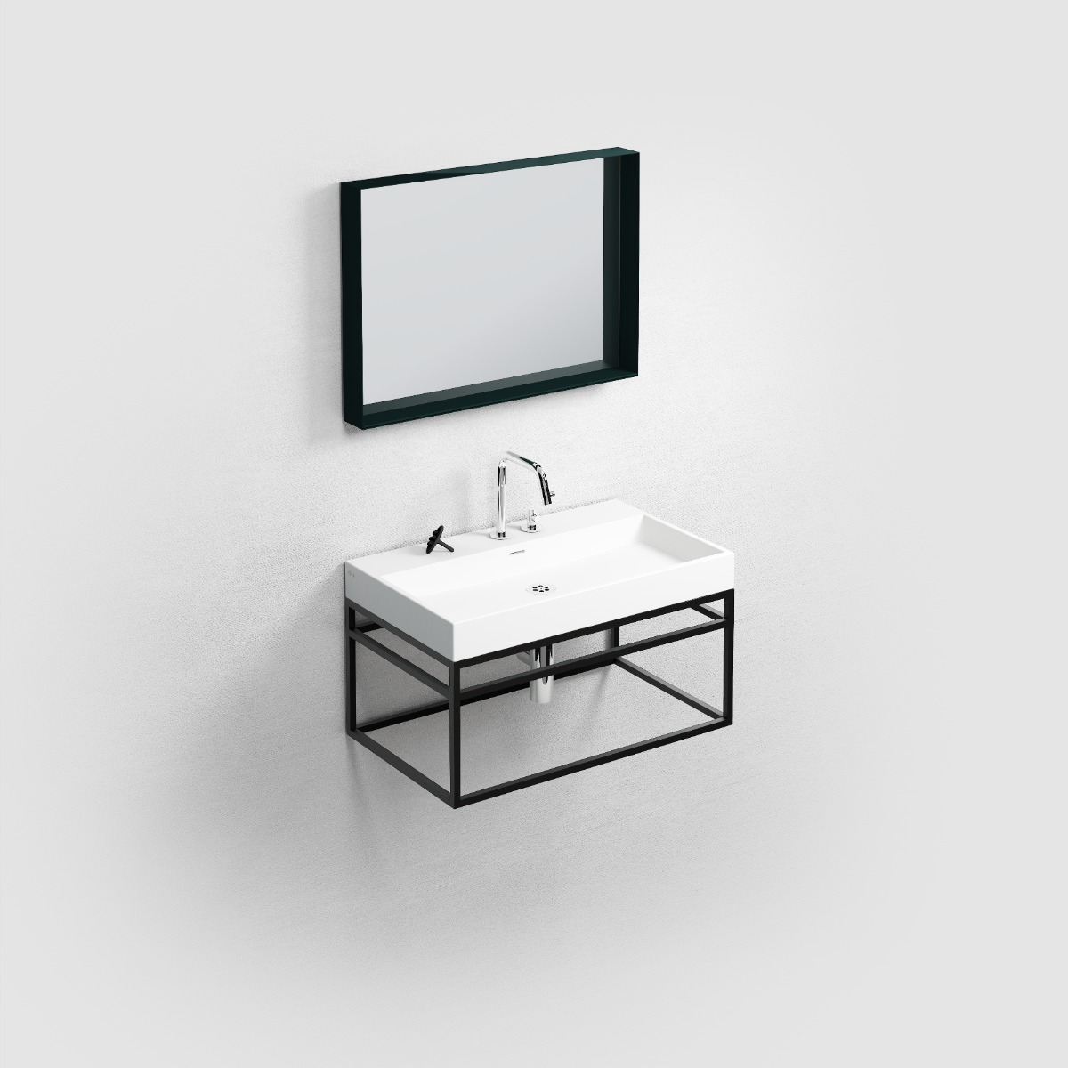 Clou - (New) Wash Me Frame Rvs Kokerprofielkast 70cm, Mat Zwart Gepoedercoat - Hover