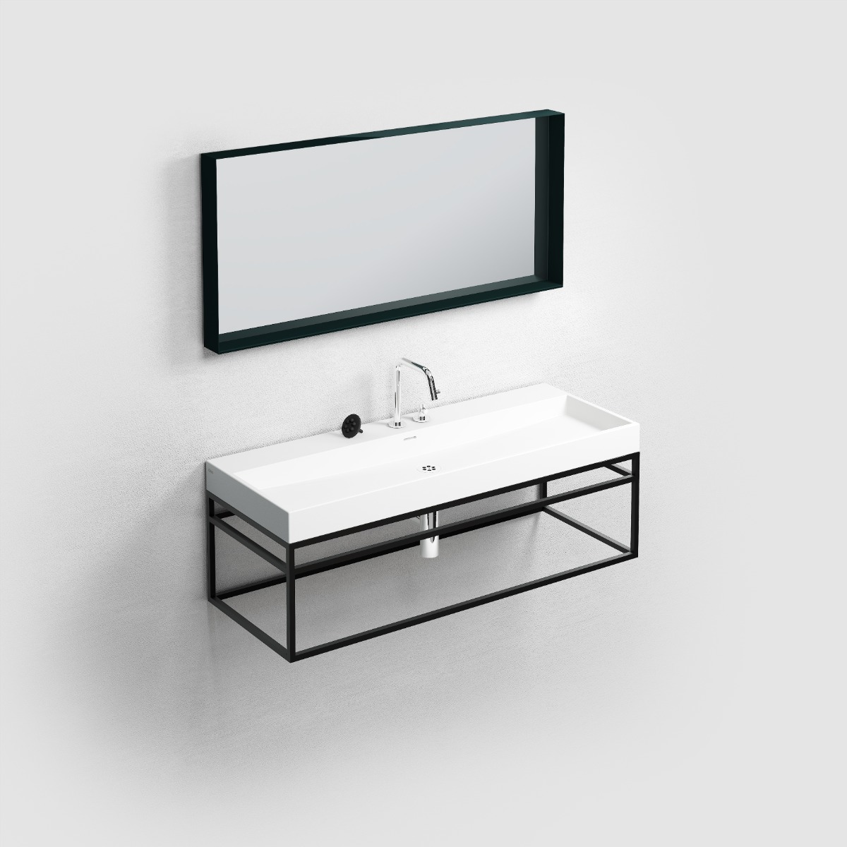 Clou - (New) Wash Me Frame Rvs Kokerprofiel Kast 110cm, Mat Zwart Poedercoating, Zonder Bodem - Hover