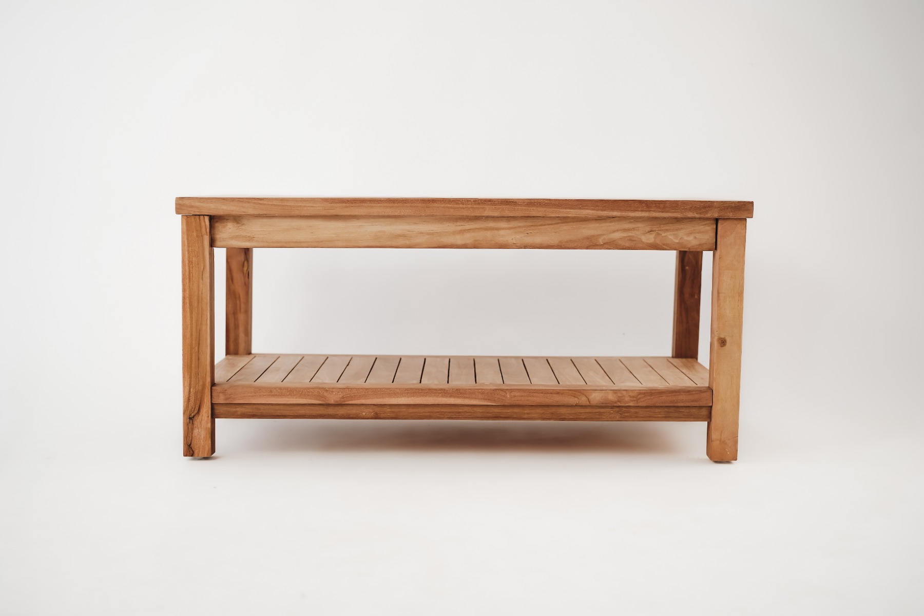 Teak Tuin Salontafel met Onderblad | 100x50x45 - Hover