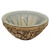 ROOT | Teak Wortel Salontafel met glas | Rond | 90x45 - DEV-ROOT-CT-BOWL-80-45