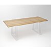 Eiken Boomstam Eettafel | Slab Edged-Trapezium Fineline Frame White