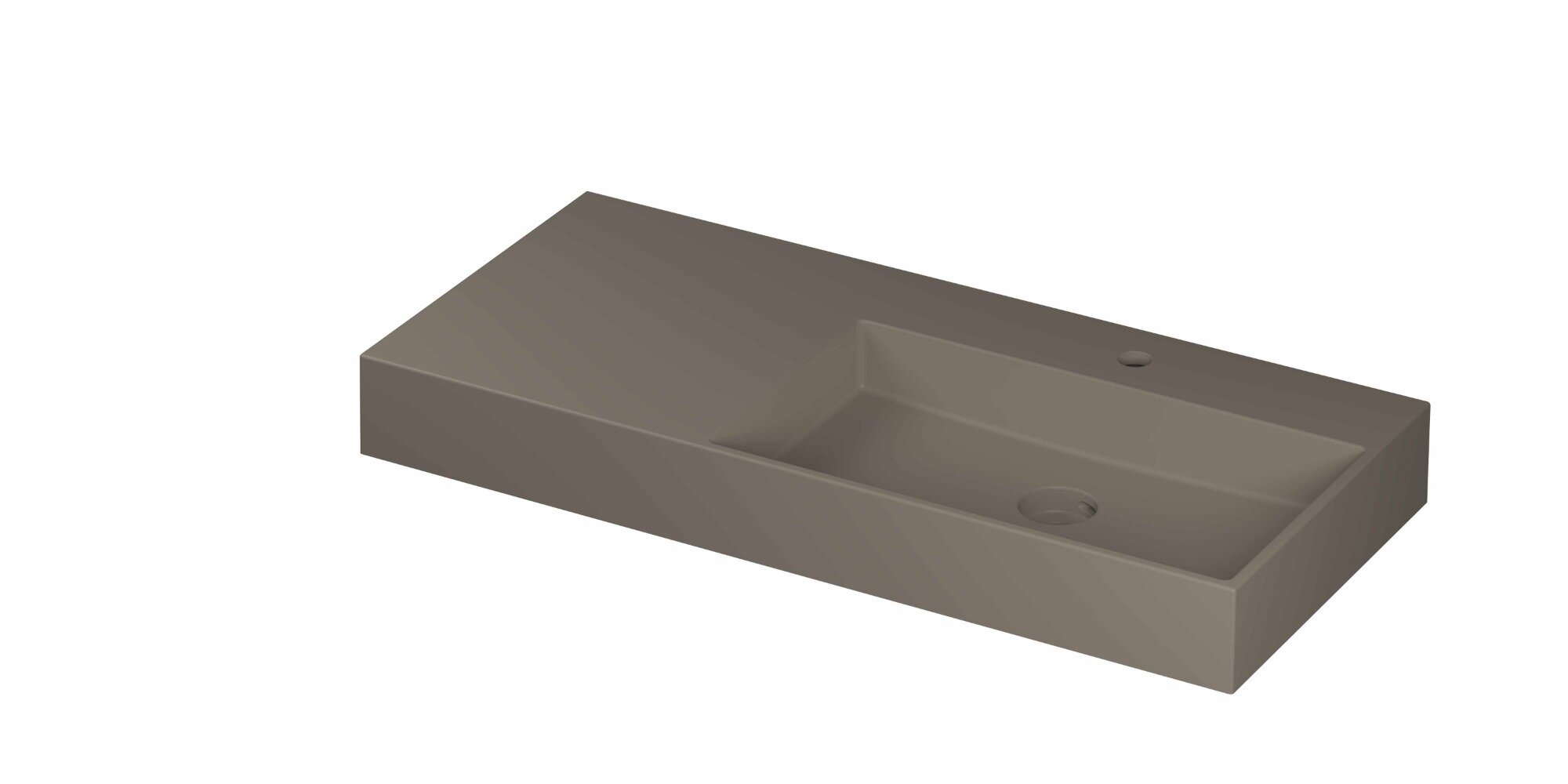 Ink United wastafel rechts porselein 100x45cm - 1 kraangat - Mat basento
