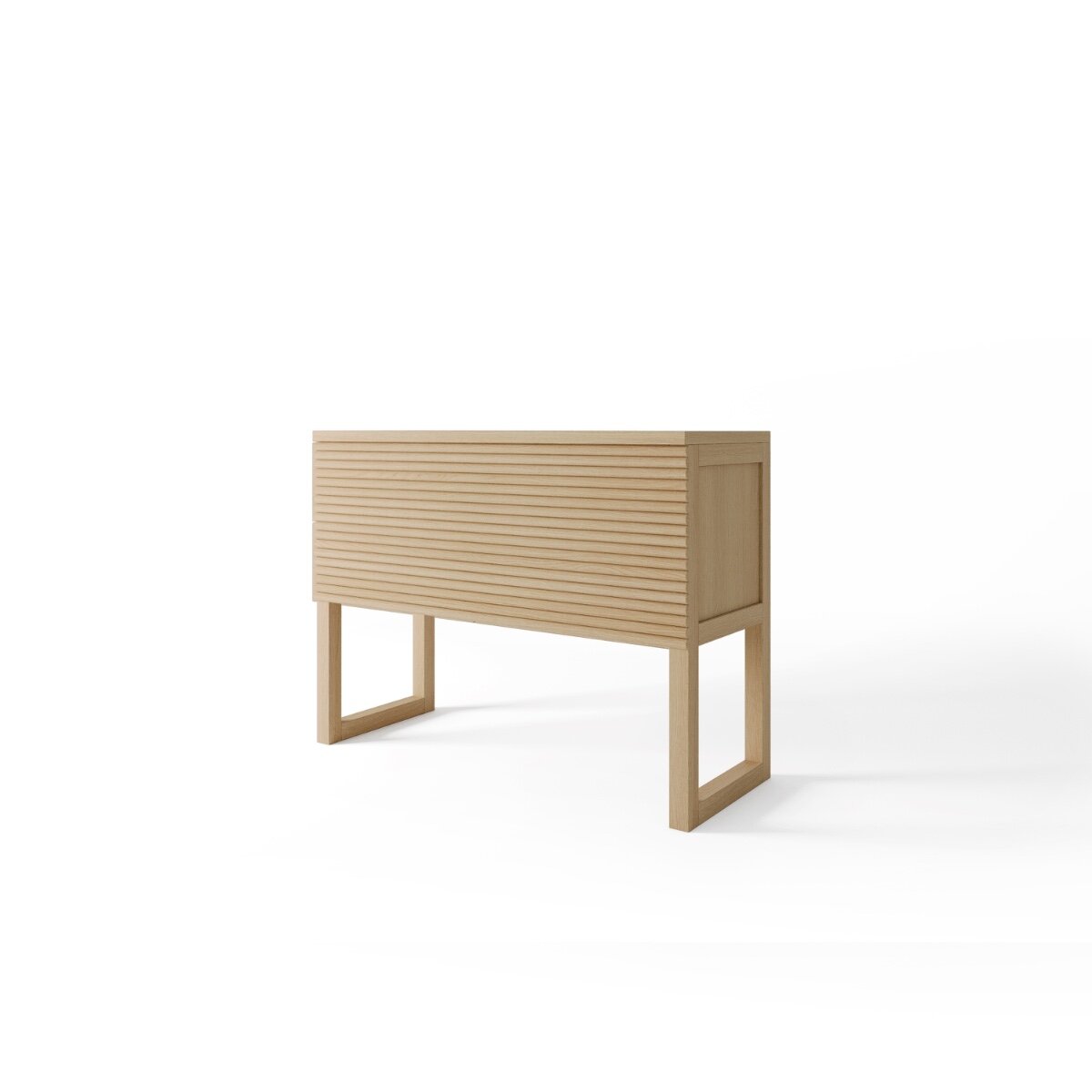 Badkamermeubel Luca met horizontaal lattenfront, verkrijgbaar in diverse kleuren en maten (60-120 cm), biedt een moderne uitstraling en ruime opbergruimte voor de badkamer.
