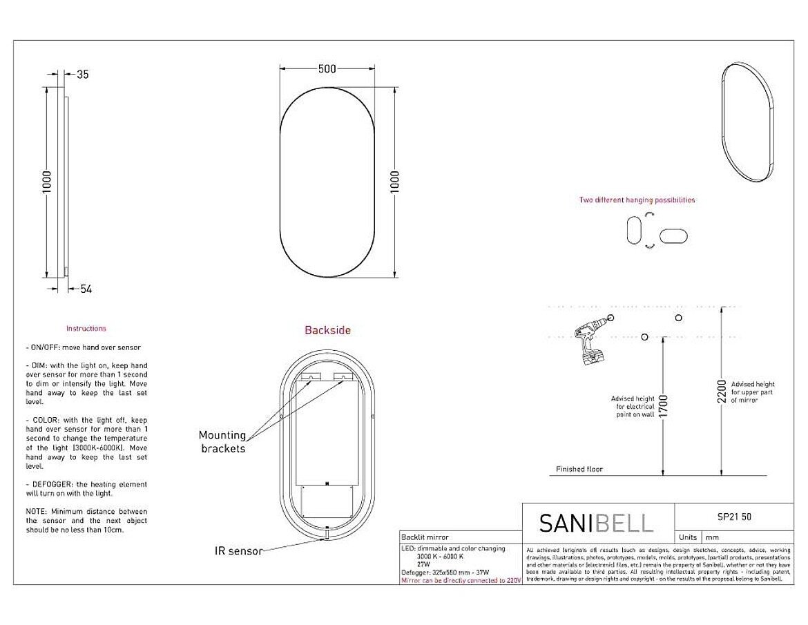 Ovale Spiegel INK SP21: Verzonken in Kader | Indirect Licht