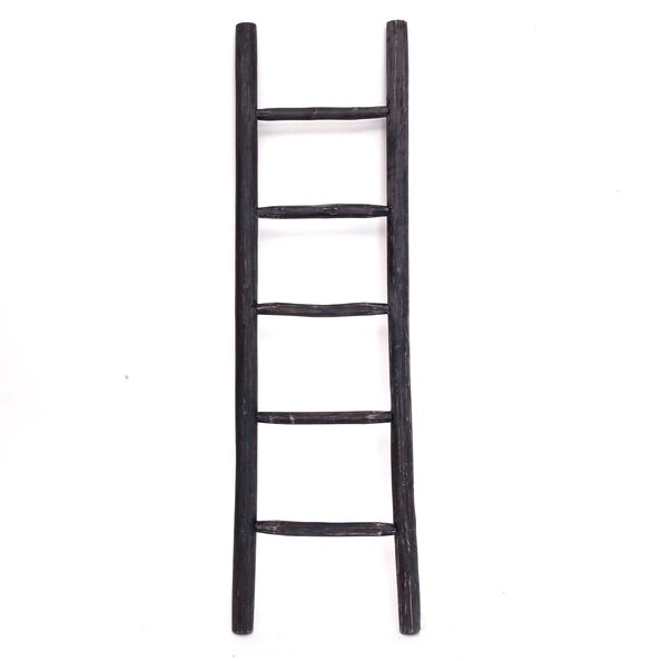 Houten decoratie ladder | Rustiek Zwart  | 50x5x175 - TK-DL-50-5-175-ZWART-TEAK
