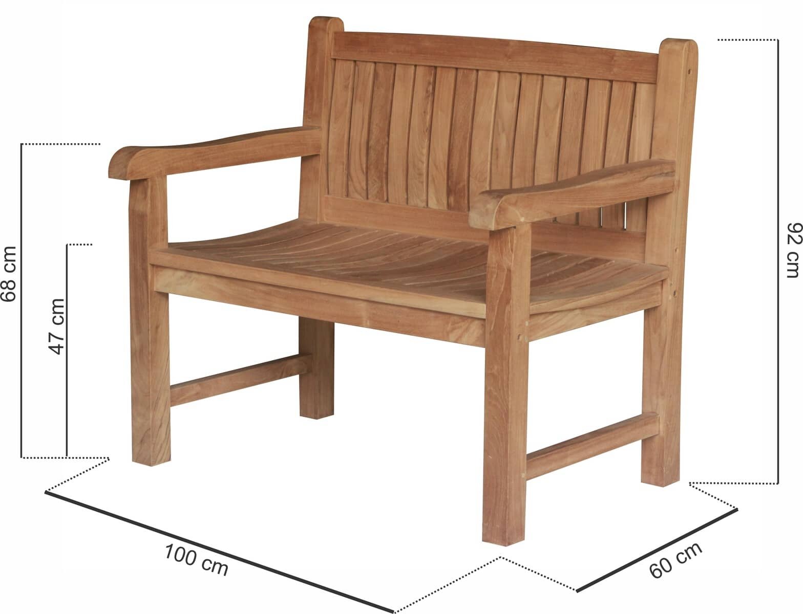 Balmoral Teak Tuinbank |  2 Persoons | 100 cm breed - DEVI-TB-BALMORAL-100