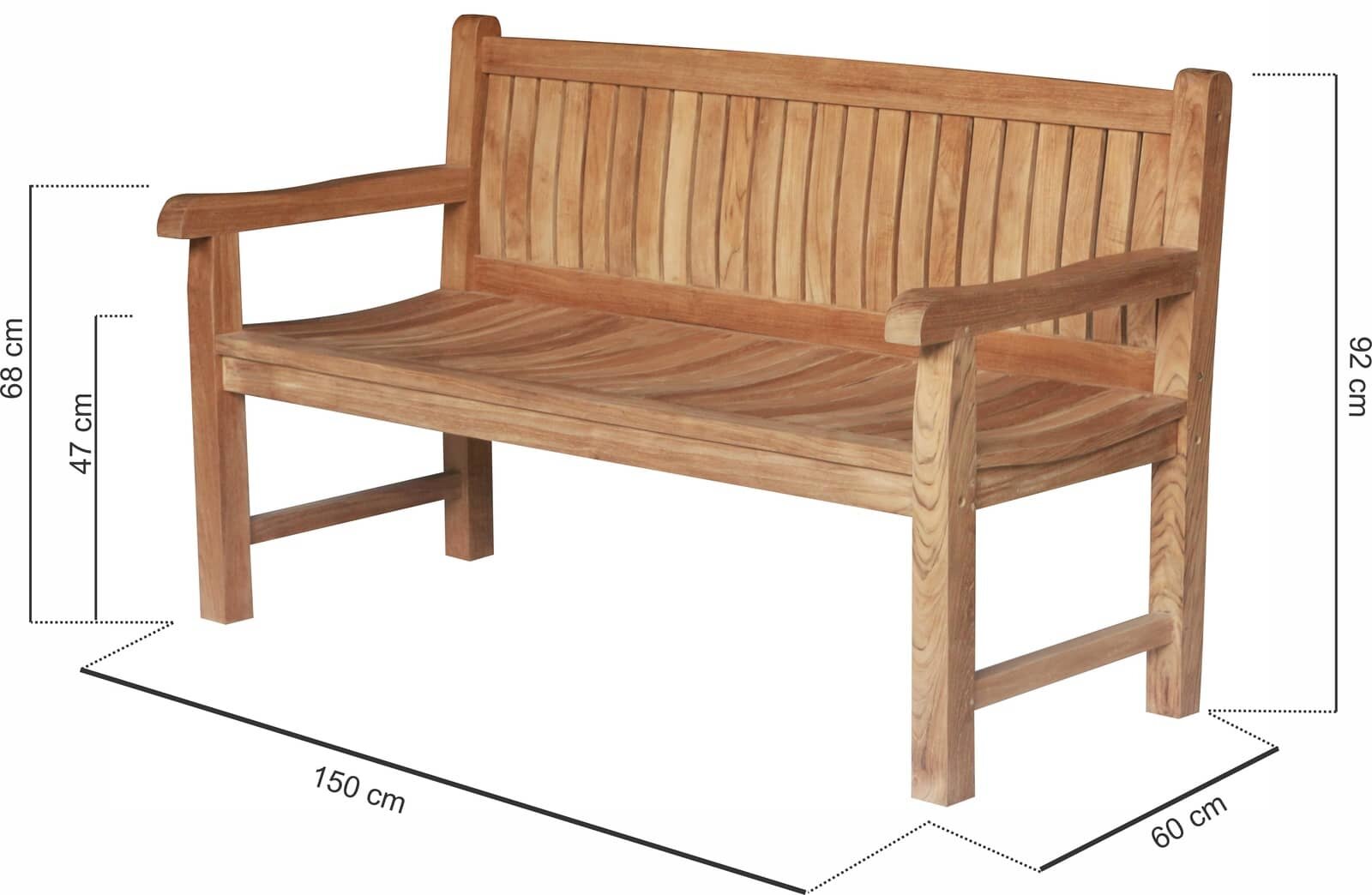 Balmoral Teak Tuinbank | 150 breed | 3 Persoons - DEVI-TB-BALMORAL-150