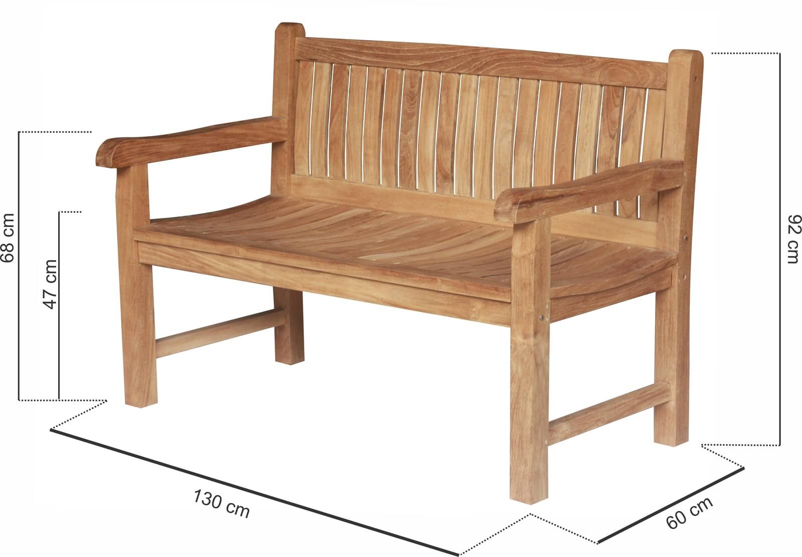 Balmoral Teak Tuinbank | 130 breed - DEVI-TB-BALMORAL-130