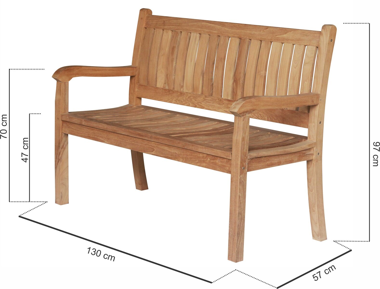 Beaufort Teak Tuinbank | 130 breed - DEVI-TB-SB13-A