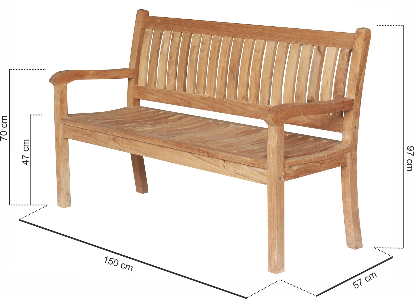 Teakea Beaufort - 3 Persoons Tuinbank - Plantage Teakhout -150x50x92  - SB014