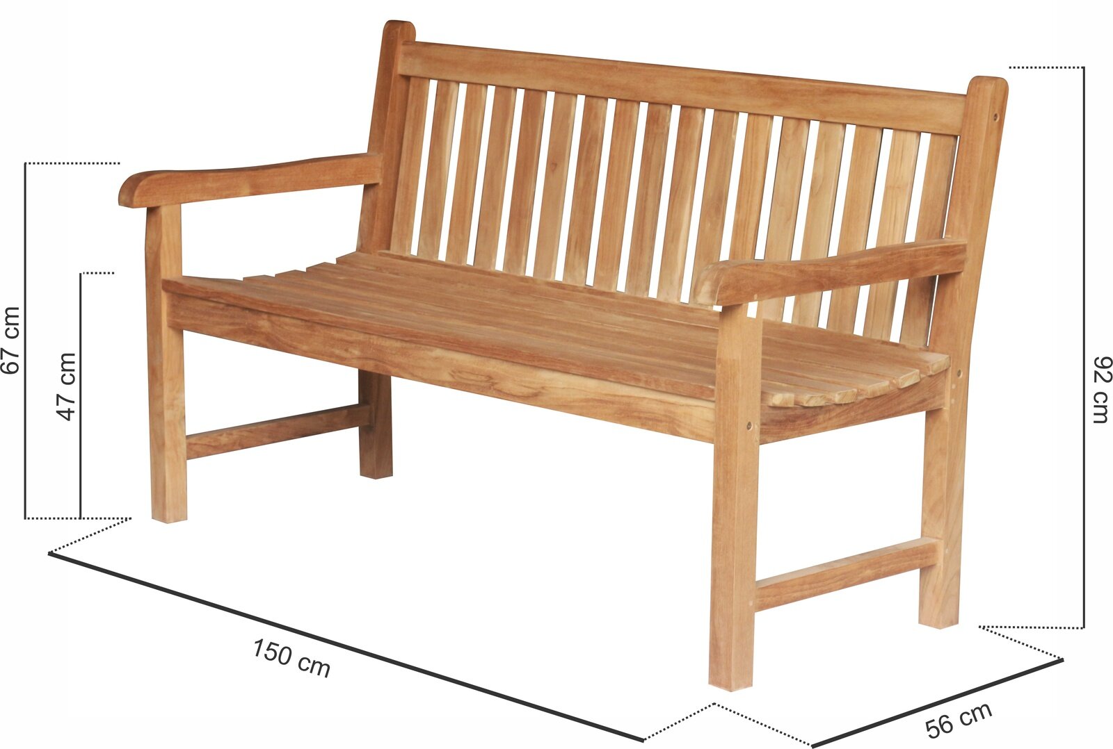 Windsor Teak Tuinbank | 150 breed | 3 Persoons Parkbank - SB002
