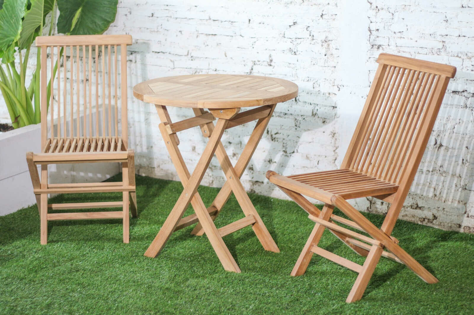 Teak Houten Klaptafel | Rond | Ø 70 - ST-019