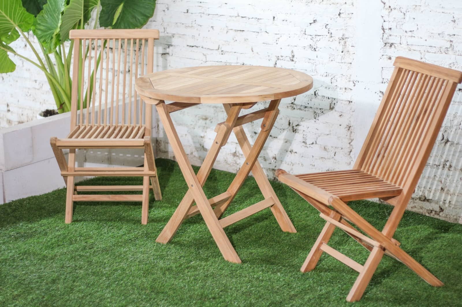 Teak Houten Klaptafel | Rond | Ø 80  Inklapbare Tuintafel - ST-020