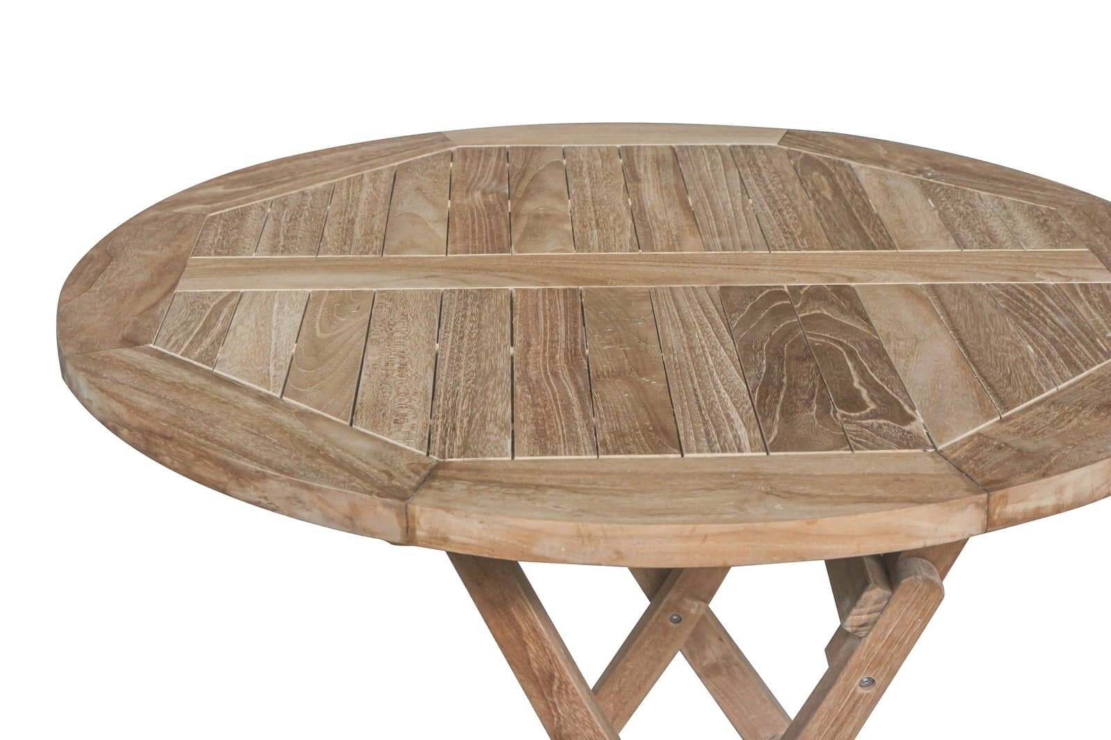 Teak Houten Tuintafel| Rond | Ø 90 Inklapbaar - ST-90-ROND