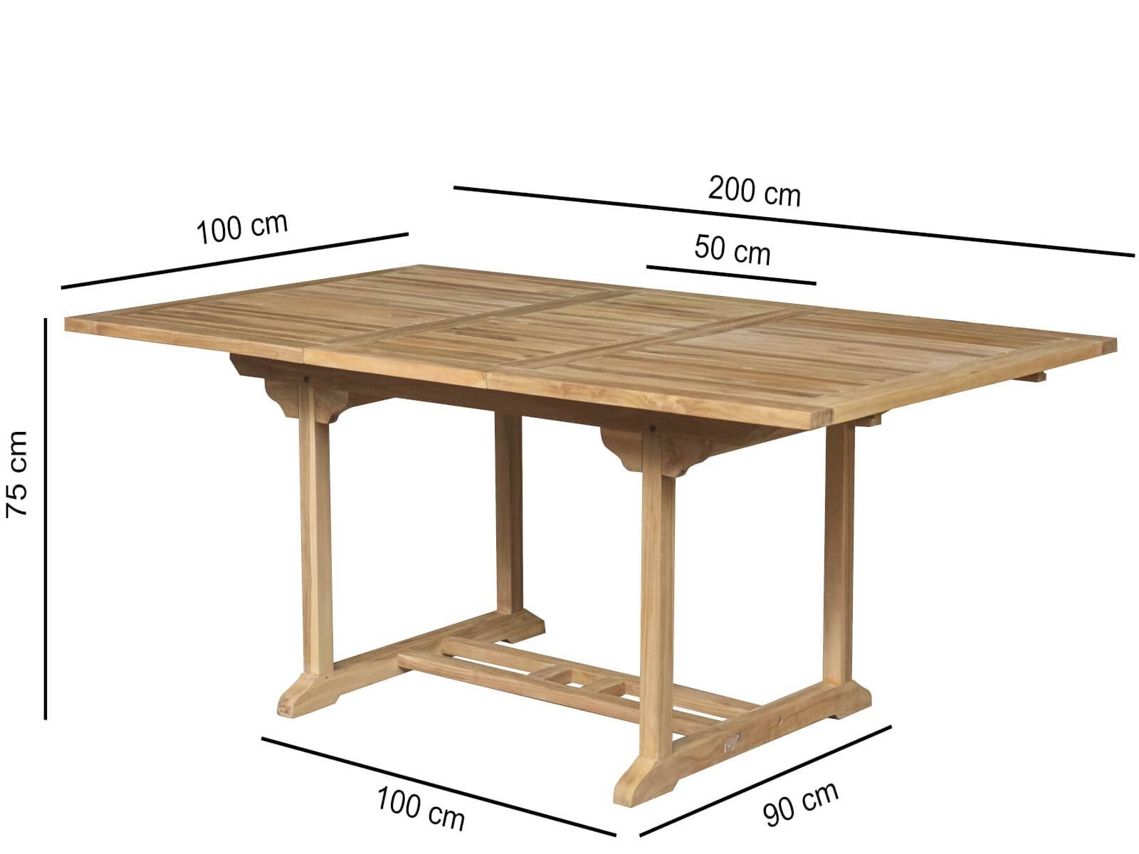 Teakhouten Uitschuifbare Tuintafel | Rechthoekig | 150-200x100x75 - ST006