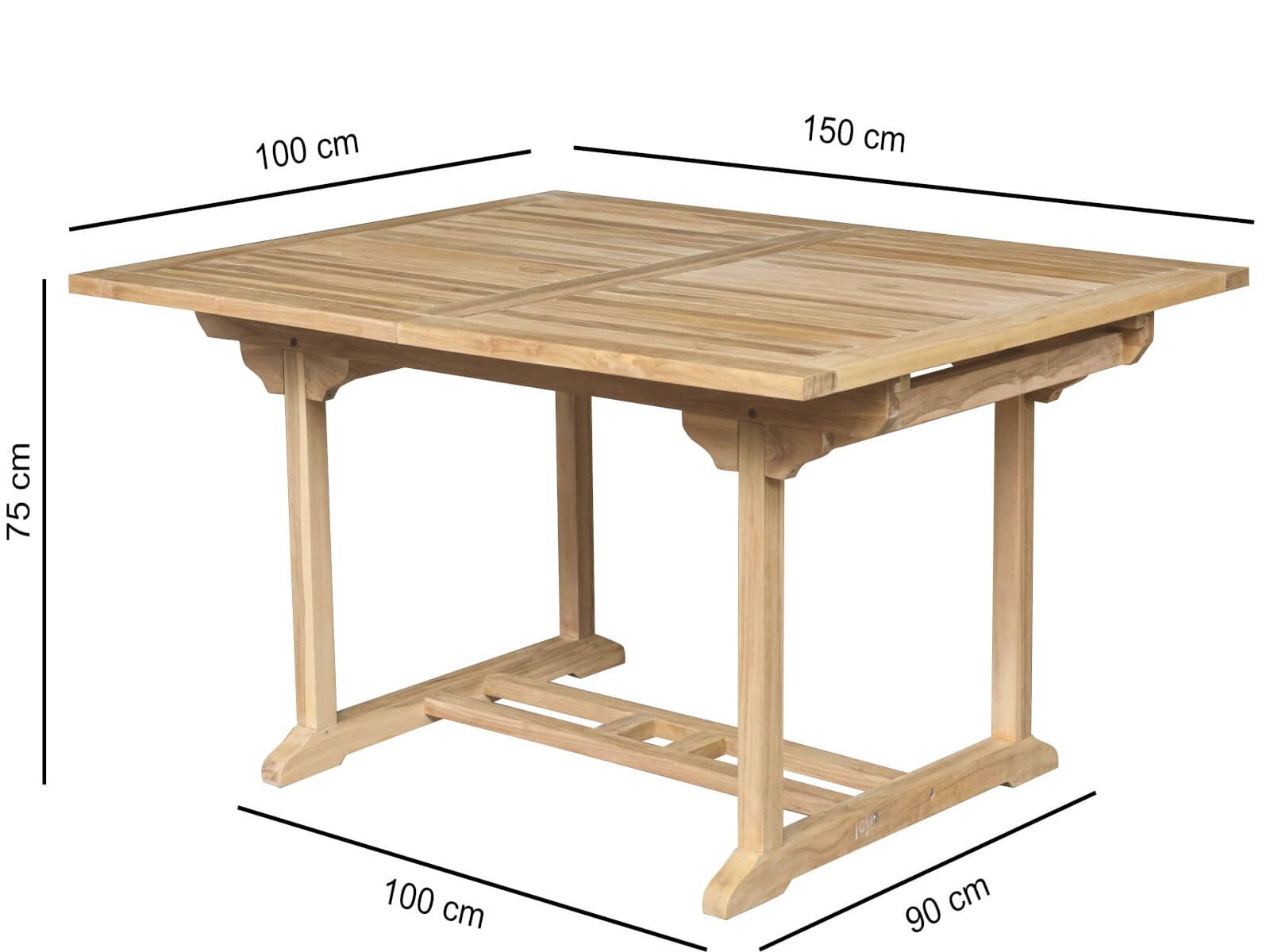 Teakhouten Uitschuifbare Tuintafel | Rechthoekig | 150-200x100x75 - ST006