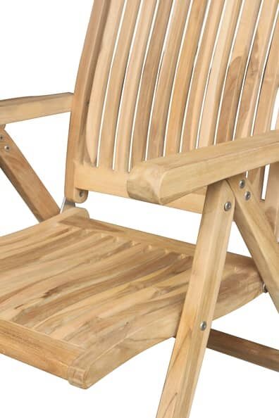 Teak Standenstoel Linda | RVS Beslag | 5 standen Verstelbaar - SC010