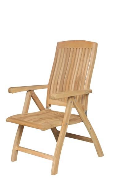 Teak Standenstoel Linda | RVS Beslag | 5 standen Verstelbaar - SC010