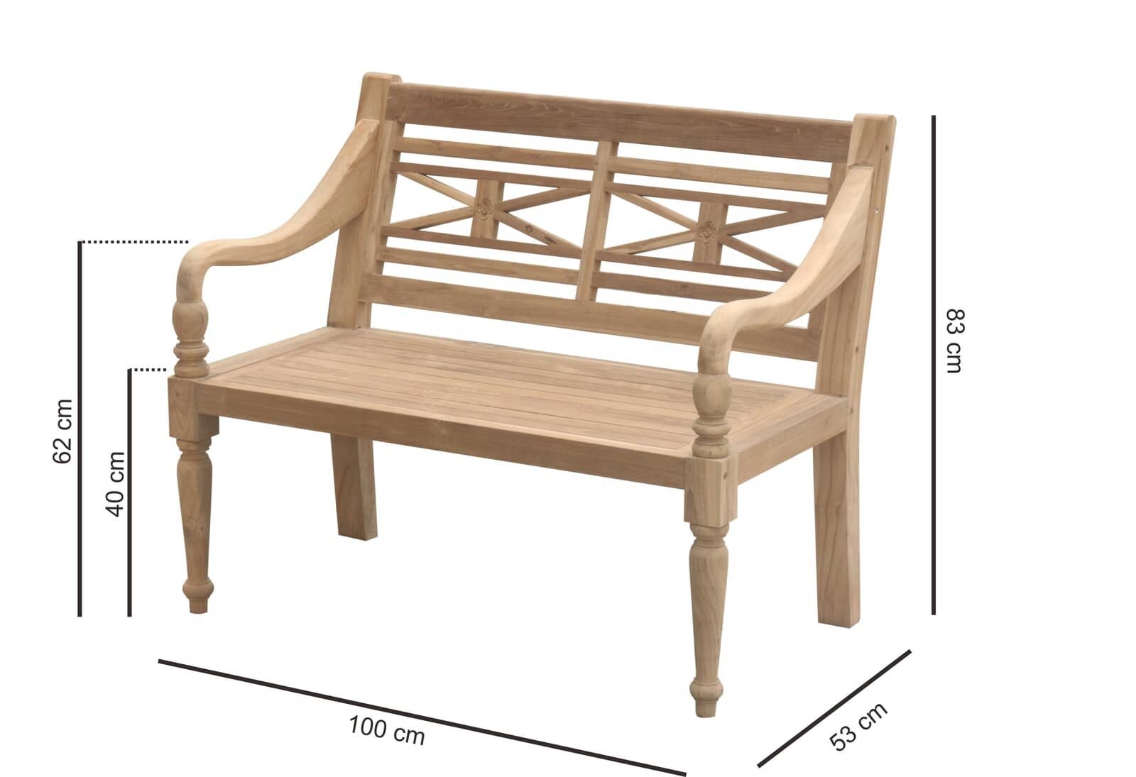 Teak Stationsbank | 100 breed | Gerecycled Teak - SAP-SB019-R