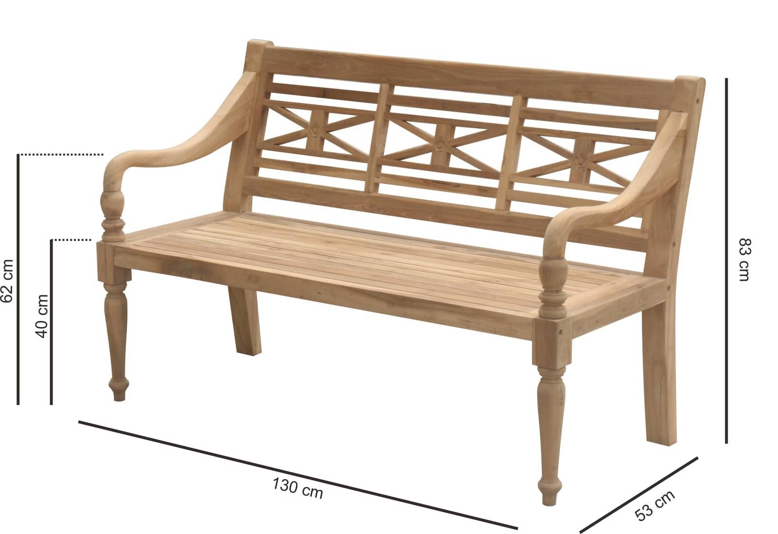 Teak Stationsbank | 130 breed | Gerecycled Teak - SAP-SB021-R