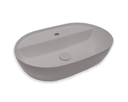 Blinq Couleur opzetwastafel 57x38x15cm ovaal met kraangat - Cement