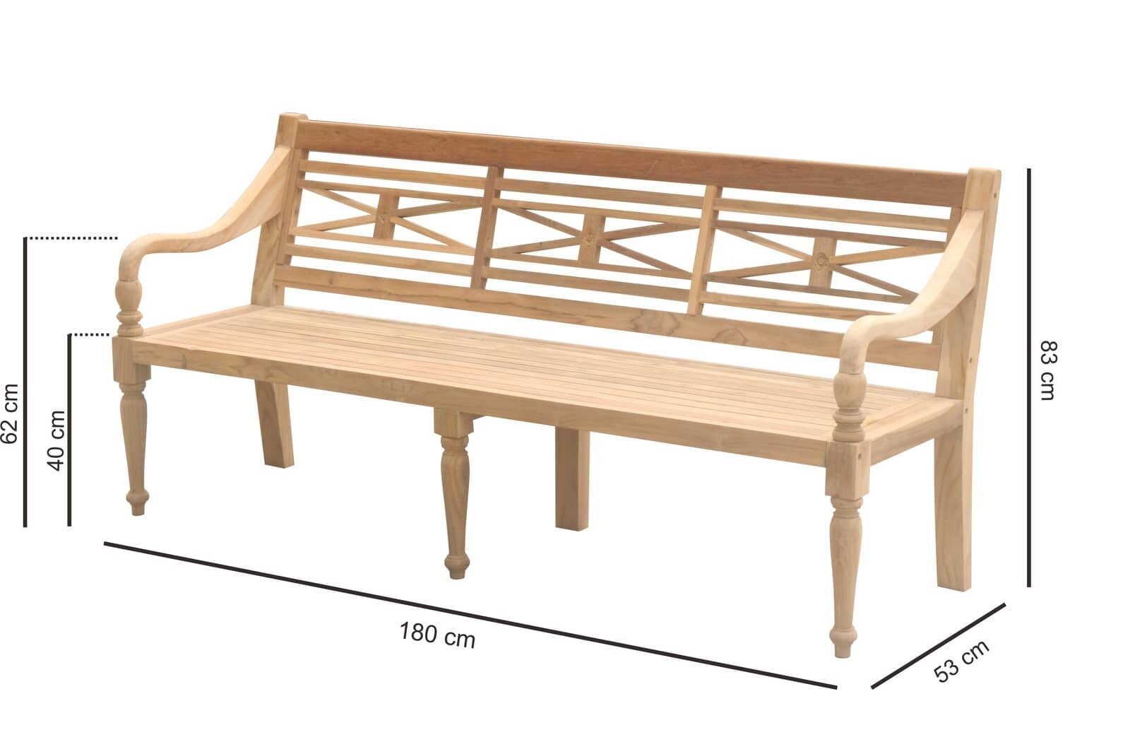 Teak Stationsbank | 180 breed | Gerecycled Teak - SAP-SB023-R