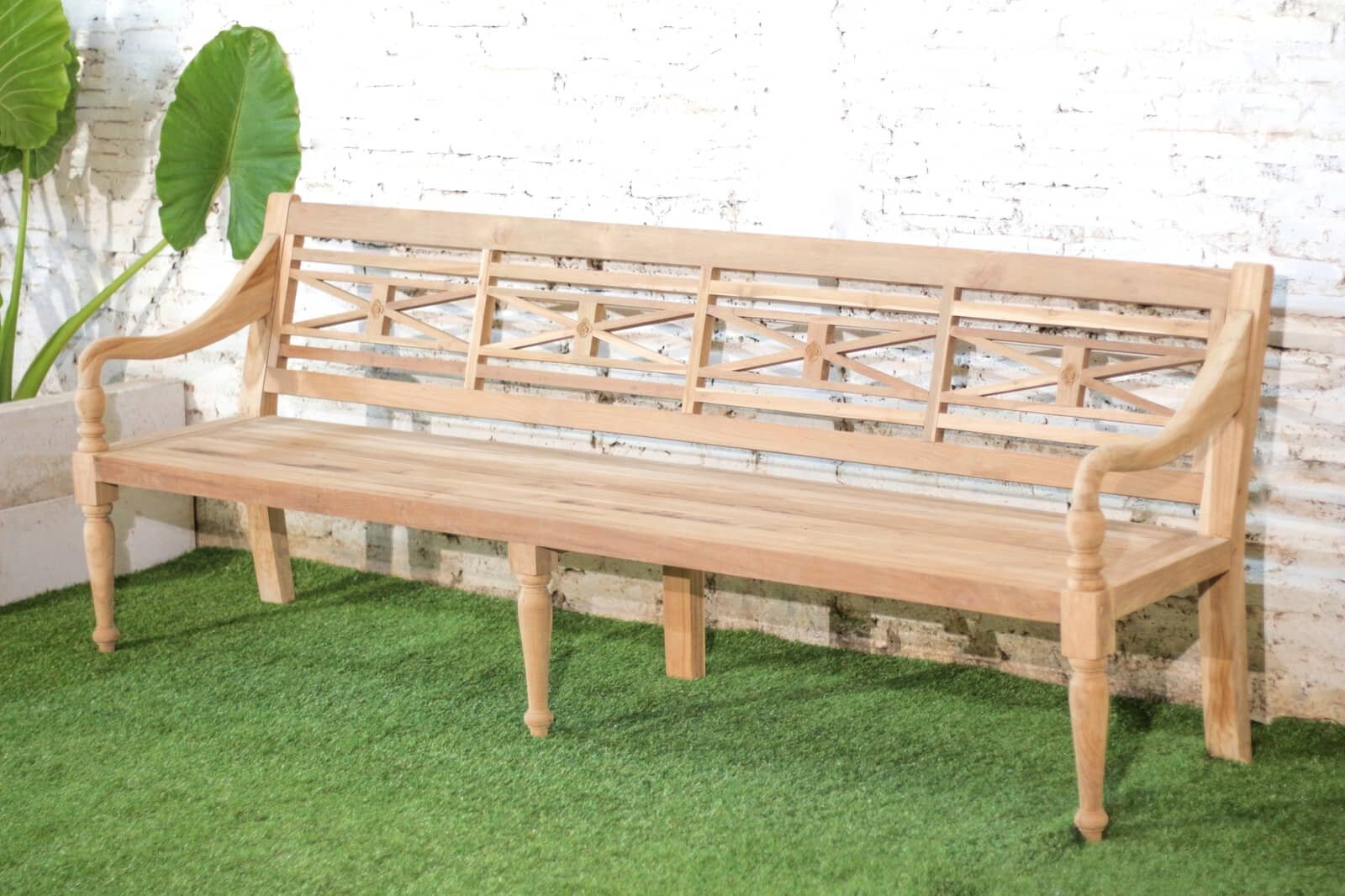Teak Stationsbank | 220 breed | Gerecycled Teak - SAP-SB024-R