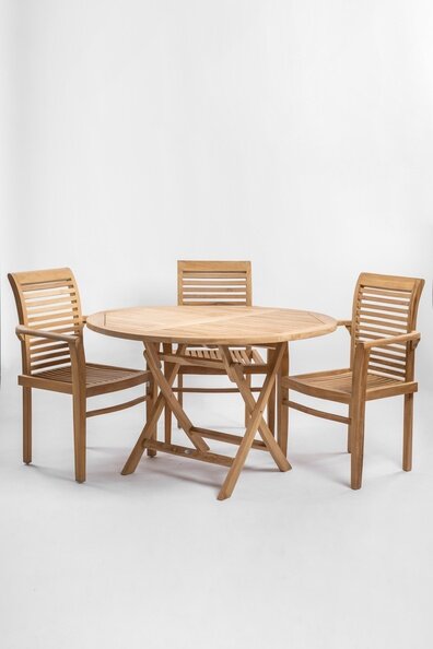 Teak Houten Klaptafel | Rond | Ø 120 | Tuintafel Inklapbaar - ST 030