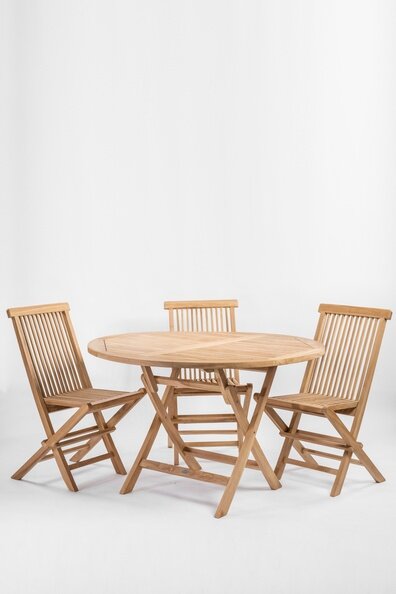 Teak Houten Klaptafel | Rond | Ø 120 | Tuintafel Inklapbaar - ST 030