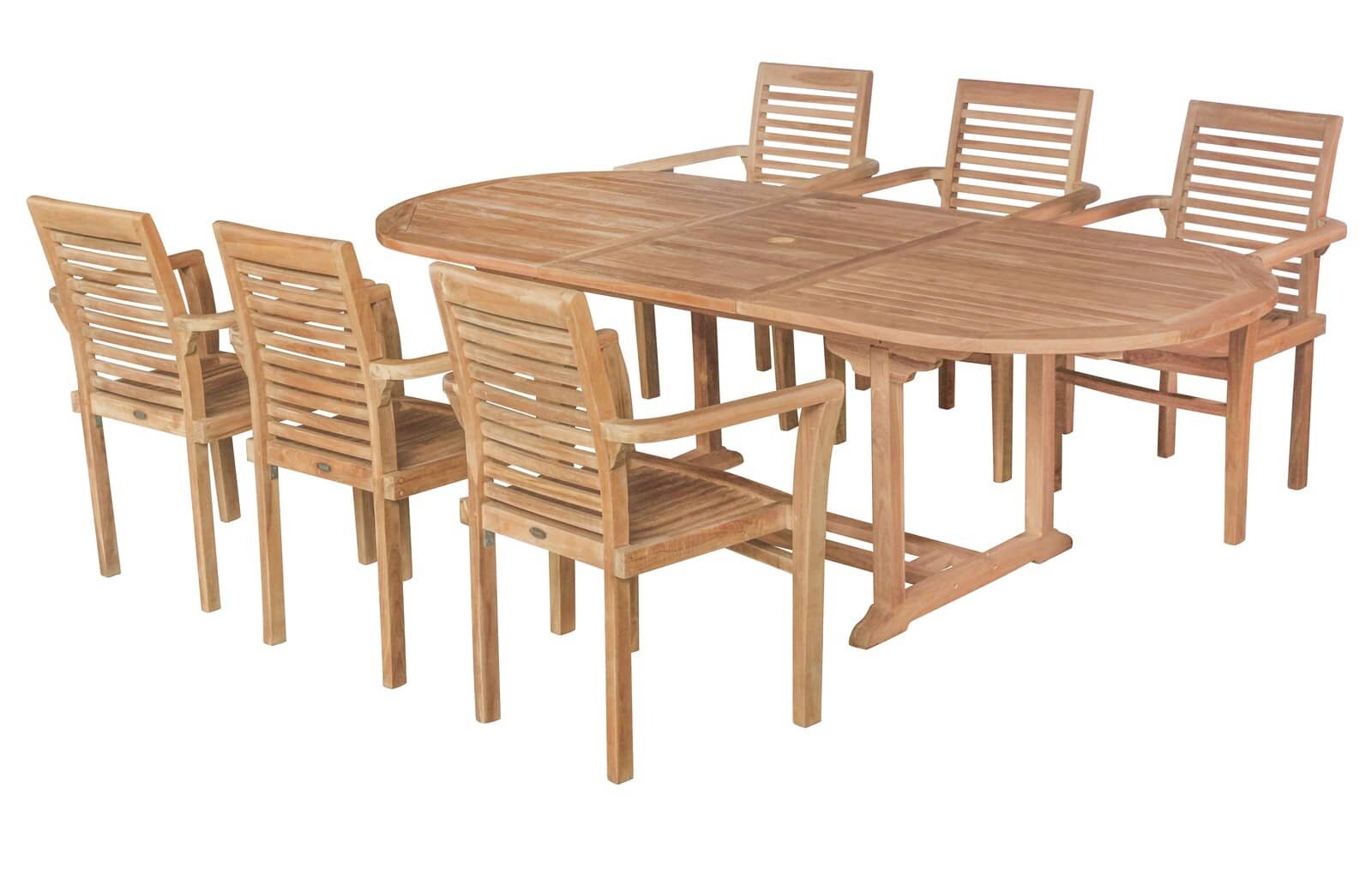 Tuinset | Uitschuifbare Tuintafel | Ovaal | 180-240x100x75 | Stacker Stapelstoel - TS-ST004-SC035